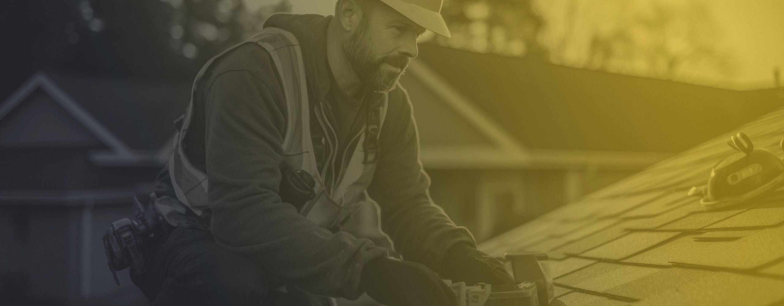 Workman on a house roof